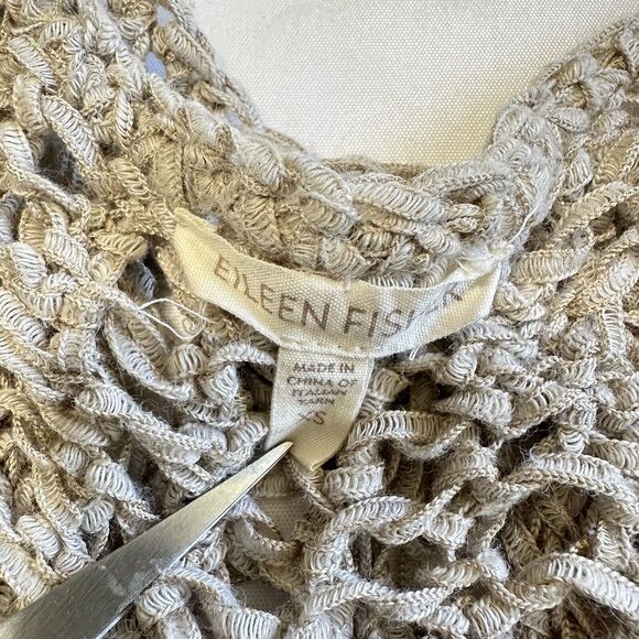 COPY - Eileen Fisher Womens Beige Sleeveless Scoop Neck Open Knit Linen Blend T… - Picture 7 of 12